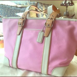Coach pink canvas tote